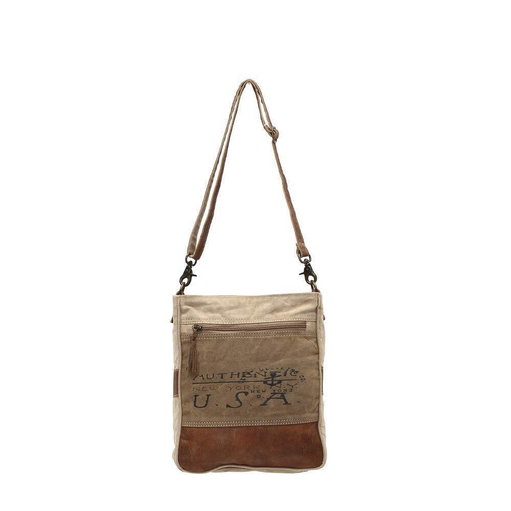 8339 USA Stamp Western Purses - Upcycled Canvas Crossbody Bag, Western